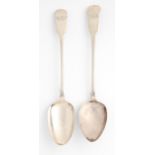 A George III silver gravy spoon and a Victorian silver gravy spoon, Fiddle pattern, both London,