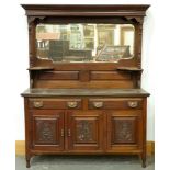 An Edwardian walnut sideboard, with mirror back, 195cm h; 50 x  153cm Shrinkage crack to top,