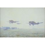 T. Waite, 20th c - Early Morning Hurricanes on Dawn Patrol, signed and dated 41, later titled and