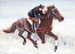 Alix Jennings (British, 1884-1980), winter equestrian scene, oil on board,