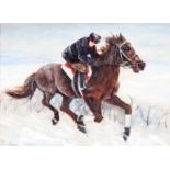 Alix Jennings (British, 1884-1980), winter equestrian scene, oil on board,