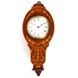 An early 20th century French mahogany inlaid wall clock,
