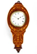 An early 20th century French mahogany inlaid wall clock,