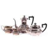 A silver-plated four piece tea service, early 20th century,