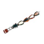 A hardstone panel bracelet, the hardstones include bloodstone, banded agate and more,