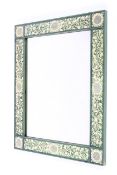 A rectangular green painted and gilt mirror, 20th century,