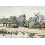 Edward Brown RBA (British, b.1869), Village Duck Pond, watercolour,