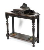 A Victorian oak Carolean style carved hall stand,