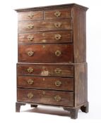 A Georgian mahogany secretaire chest,