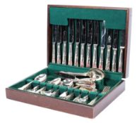 A 20th century canteen of silver plated Kings Pattern cutlery, within a fitted wooden box,