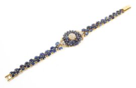 An 18ct gold sapphire and diamond bracelet,