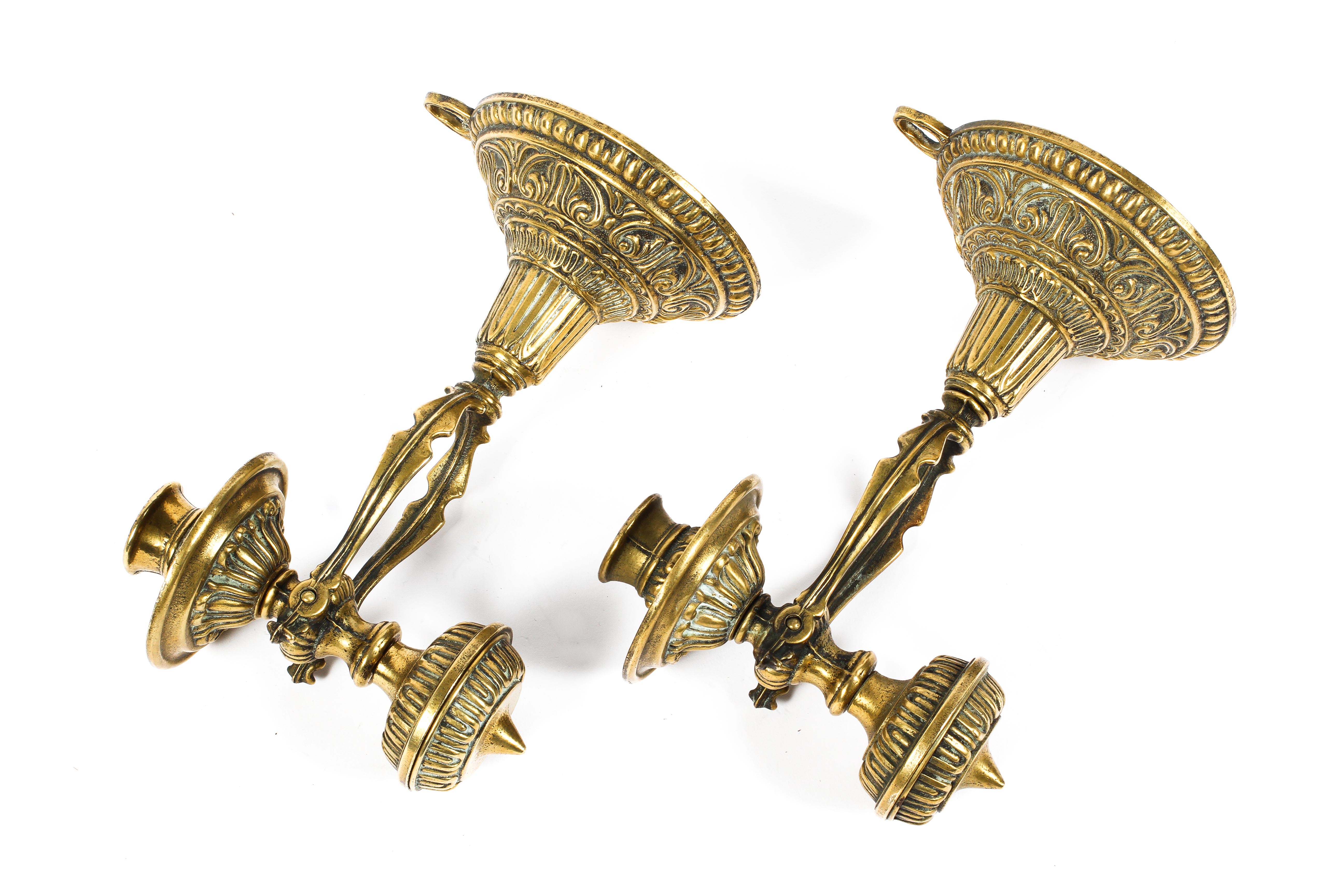 A pair of 20th century brass ships gimble candlesticks, - Image 2 of 2