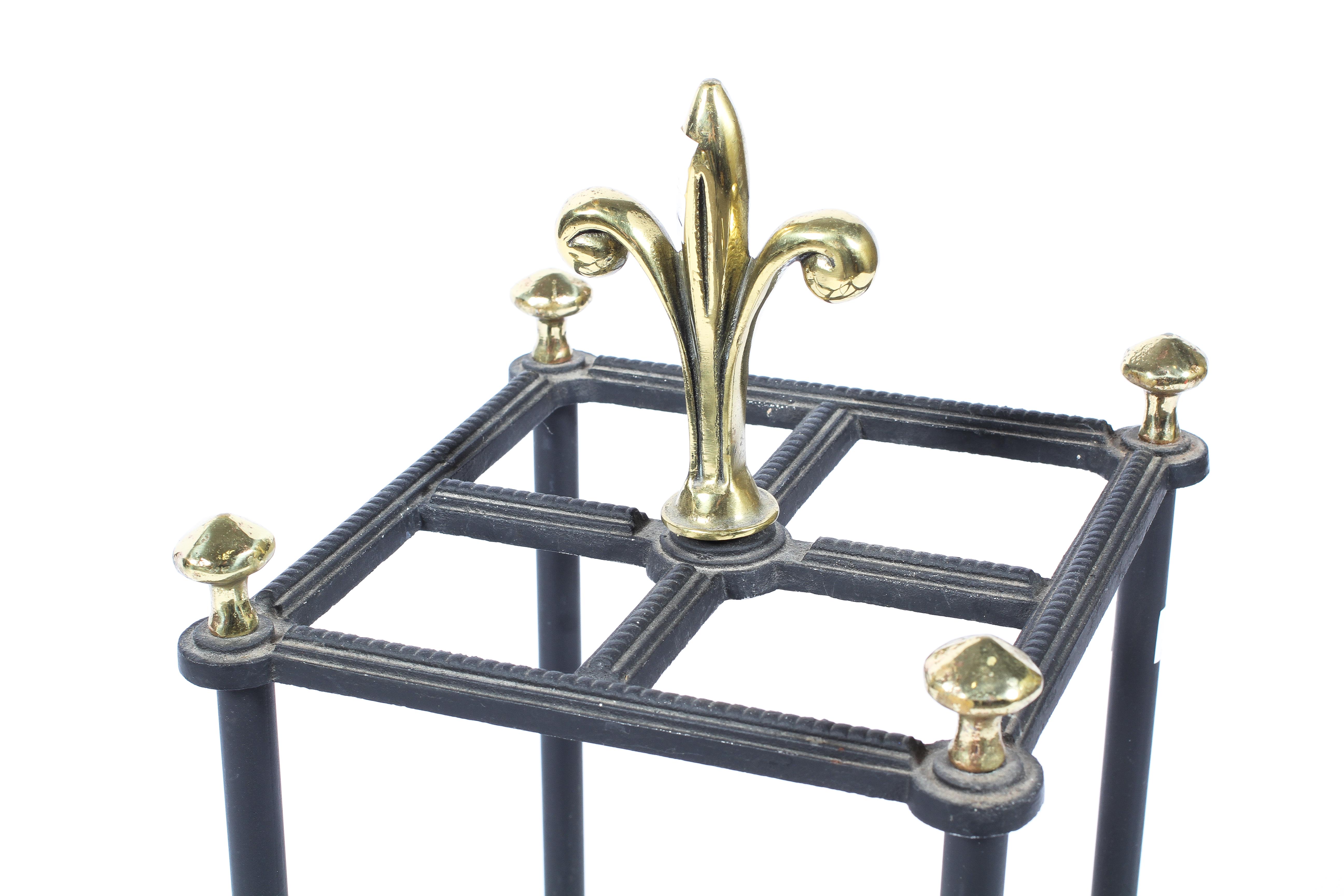 A Victorian style brass and cast metal stick stand, - Image 2 of 2