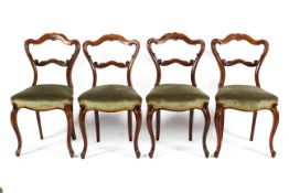 Set of four Victorian rosewood dining chairs,
