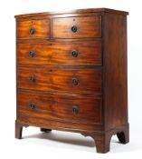 A Georgian mahogany bow front chest of drawers, early 19th century,