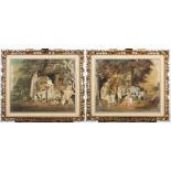 Two late 18th century silk needlework pictures,