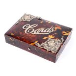 A Victorian tortoiseshell silver-mounted playing card box, Birmingham, 1901,