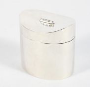A George V silver pot of oval form, with hinged lid and polished finish,