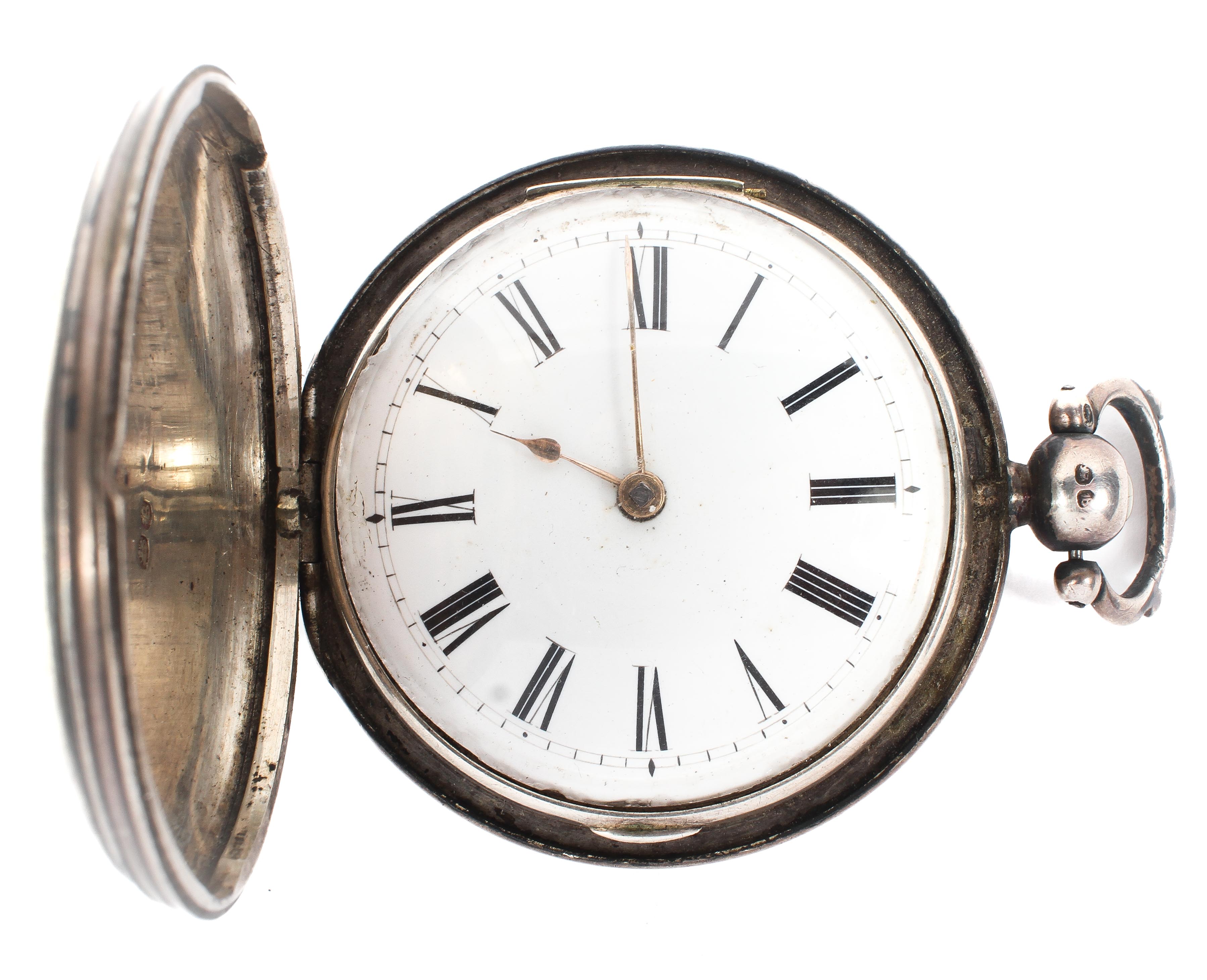 A late Georgian silver cased full hunter pocket watch, hallmarked London 1837 by Samuel Brooks,