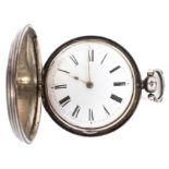 A late Georgian silver cased full hunter pocket watch, hallmarked London 1837 by Samuel Brooks,