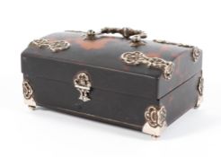 A 19th century tortoiseshell and white metal mounted box,