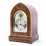 A German (Winterhalder & Hofmeier) chiming burr walnut mantle clock, early 20th century,
