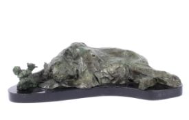 A contemporary patinated bronze sculpture of a bear,