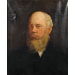 An early 20th century oil on canvas portrait, featuring a distinguished bearded gentleman,