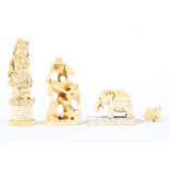 Four Japanese ivory carvings, late 19th/early 20th century,