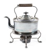 A silver plated teapot on stand, early 20th century,
