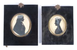 Two portrait silhouttes, 19th century, one depicting a period gentleman,