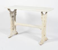 A Victorian cast iron white painted pub table,