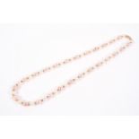 A Continental 9ct gold pearl necklace, the pearls interspersed between 9ct gold rings,