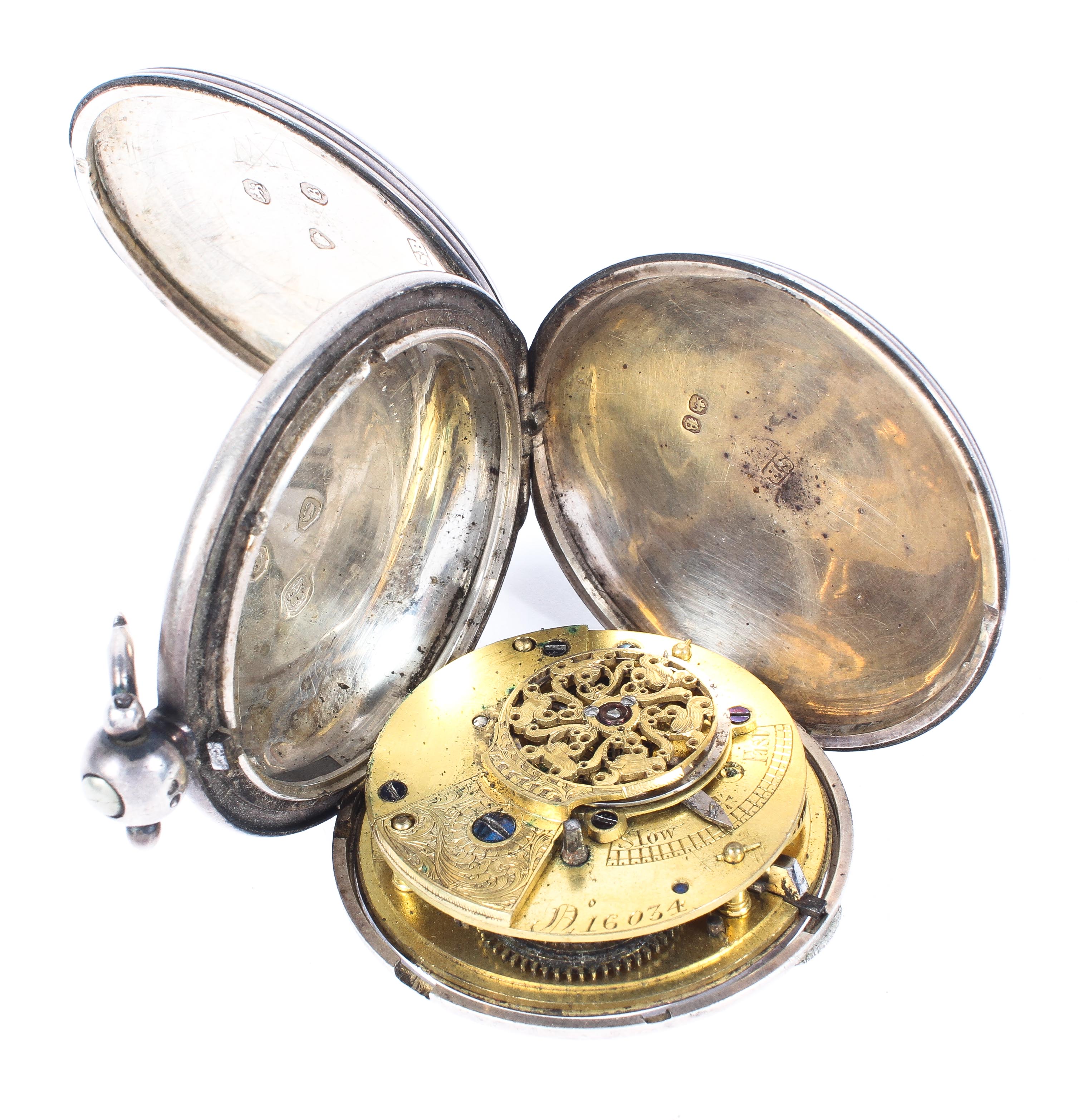 A late Georgian silver cased full hunter pocket watch, hallmarked London 1837 by Samuel Brooks, - Image 3 of 4