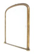 A 19th century giltwood overmantle mirror, of arched rectangular form with rope twist border,