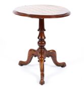 A Victorian rosewood and mahogany chess table,