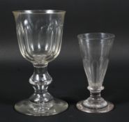 A large cut-glass goblet and a wine glass, mid to late 19th century,