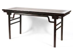 A large rectangular Chinese table with inlaid wicker top,