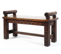 A carved oak window seat, late 19th/early 20th century,