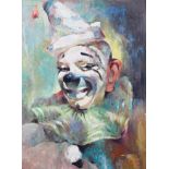 Julian Ritter (American/Polish 1909 - 2000), portrait of a smiling clown, oil on board,