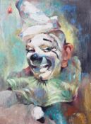 Julian Ritter (American/Polish 1909 - 2000), portrait of a smiling clown, oil on board,