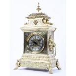 A Continental brass striking bracket mantle clock, late 19th century,