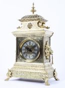 A Continental brass striking bracket mantle clock, late 19th century,