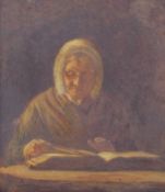 Attributed to Sydney Morrish (British, 1836-1894),Portrait of a lady reading, oil on panel,