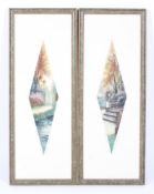 A pair of contemporary Continental framed landscapes engravings by Chahidoy,