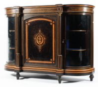 A Victorian gilt-metal mounted ebonised marquetry inlaid credenza, late 19th century,