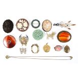 An assortment of vintage stone and costume jewellery,