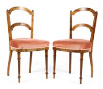 A pair of French walnut salon chairs, 19th century,