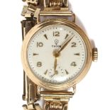 A vintage 9ct gold cased ladies Tudor cocktail watch on rolled gold strap,