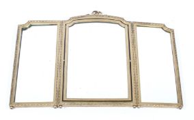 An Edwardian giltwood triple dressing table mirror,